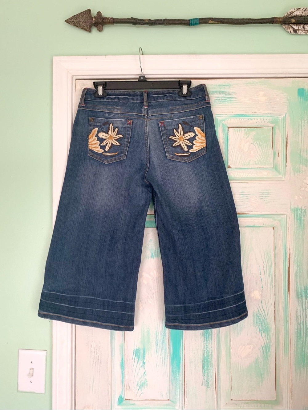 Vintage Mudd Y2K Style Denim Wide Leg Capris Chinos Jeans Size 7